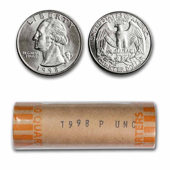 1998-P Washington Quarter 40-Coin Roll BU 1998-P Washington Quarter 40-Coin Roll BU
