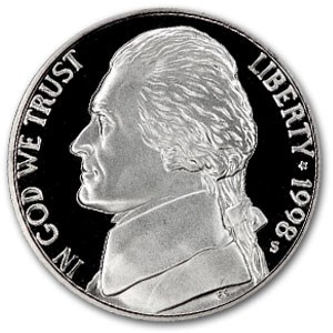 1998-S Jefferson Nickel Gem Proof