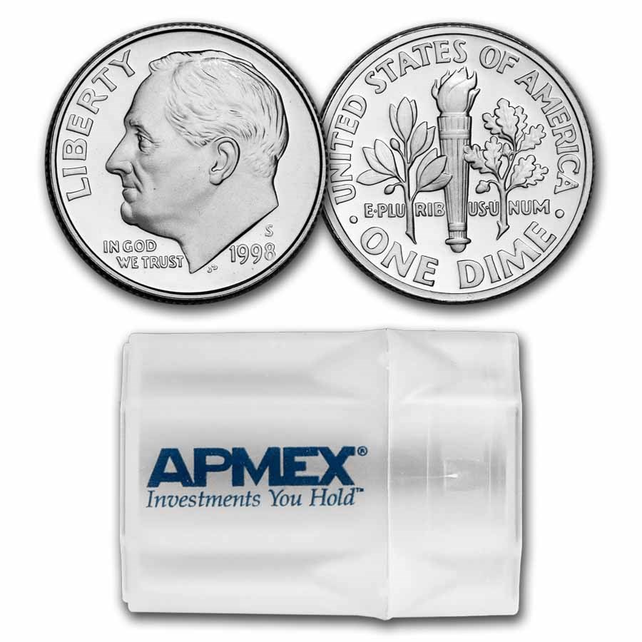1998-S Roosevelt Dime 50-Coin Roll Proof (Silver)