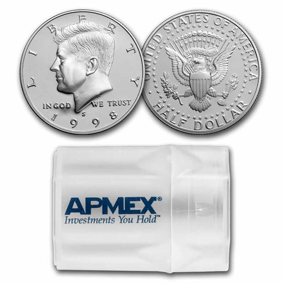 1998-S Silver Kennedy Half Dollar 20-Coin Roll Proof