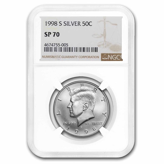 1998-S Silver Kennedy Half Dollar Matte SP-70 NGC 1998-S Silver Kennedy Half Dollar Matte SP-70 NGC