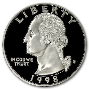 1998-S Silver Washington Quarter Gem Proof 1998-S Silver Washington Quarter Gem Proof
