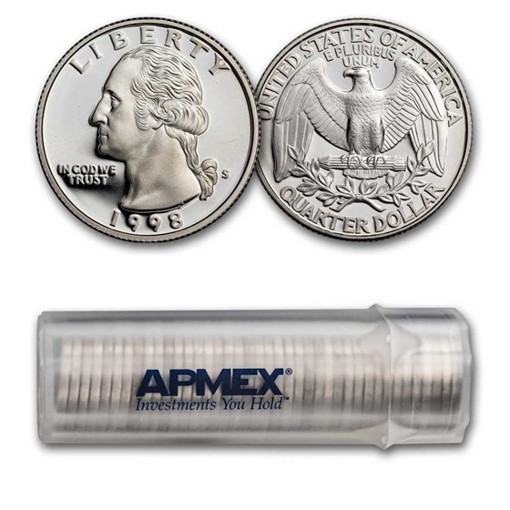 1998-S Washington Quarter 40-Coin Roll Proof (Silver) 1998-S Washington Quarter 40-Coin Roll Proof (Silver)