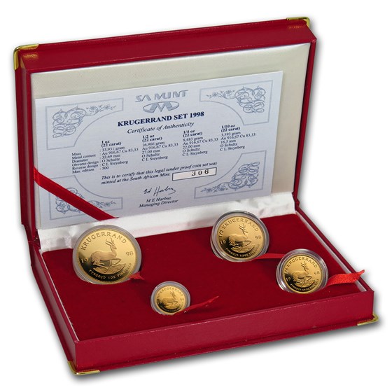1998 South Africa 4-Coin Gold Krugerrand Proof Set 1998 South Africa 4-Coin Gold Krugerrand Proof Set