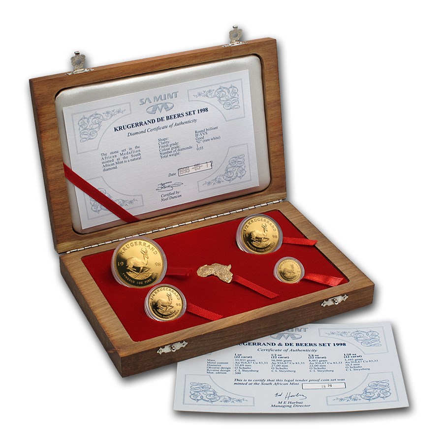 1998 South Africa 5-Pc Gold Krugerrand DeBeers Proof Set