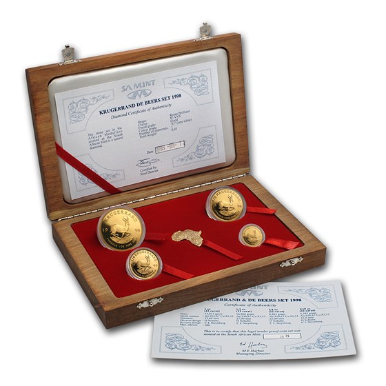 1998 South Africa 5-Pc Gold Krugerrand DeBeers Proof Set 1998 South Africa 5-Pc Gold Krugerrand DeBeers Proof Set