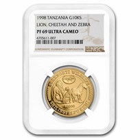 1998 Tanzania 1 oz Gold 10,000 Shilingi PF-69 NGC