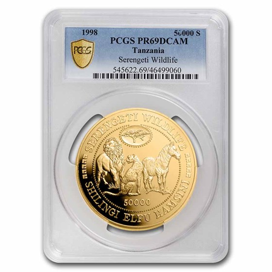 1998 Tanzania 5 oz Gold 50,000 Shilingi PR-69 DCAM PCGS 1998 Tanzania 5 oz Gold 50,000 Shilingi PR-69 DCAM PCGS