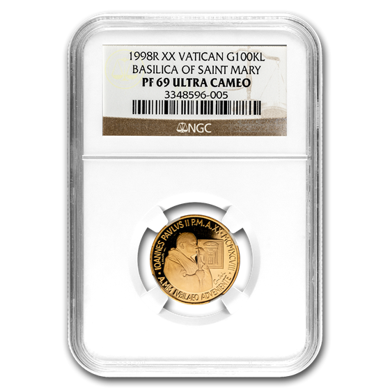 1998 Vatican City Gold 100,000 Lire Pope John Paul II PF-69 NGC 1998 Vatican City Gold 100,000 Lire Pope John Paul II PF-69 NGC
