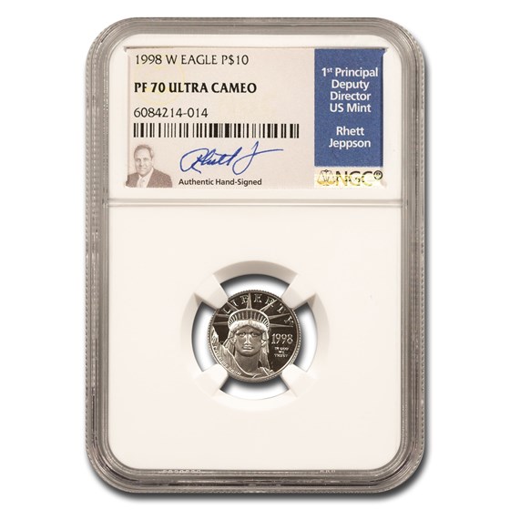 1998-W 1/10 oz American Platinum Eagle PF-70 UCAM NGC (Jeppson) 1998-W 1/10 oz American Platinum Eagle PF-70 UCAM NGC (Jeppson)