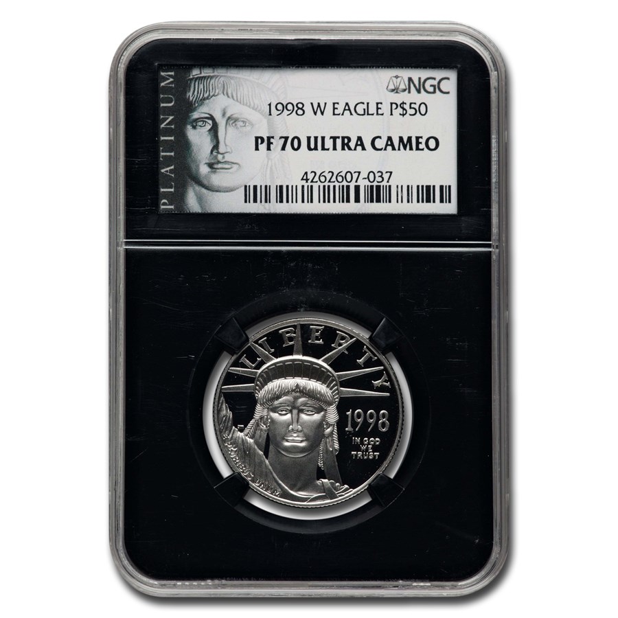 1998-W 1/2 oz Proof American Plat Eagle PF-70 UCAM NGC (Blk Core)