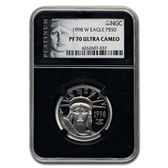 1998-W 1/2 oz Proof American Plat Eagle PF-70 UCAM NGC (Blk Core) 1998-W 1/2 oz Proof American Plat Eagle PF-70 UCAM NGC (Blk Core)