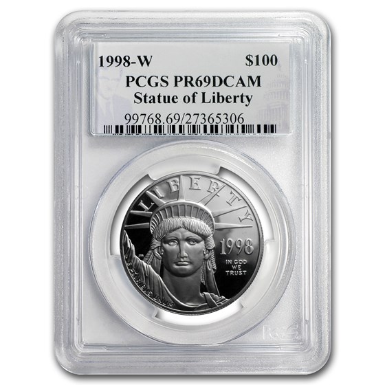 1998-W 1 oz Proof American Platinum Eagle PR-69 DCAM PCGS 1998-W 1 oz Proof American Platinum Eagle PR-69 DCAM PCGS