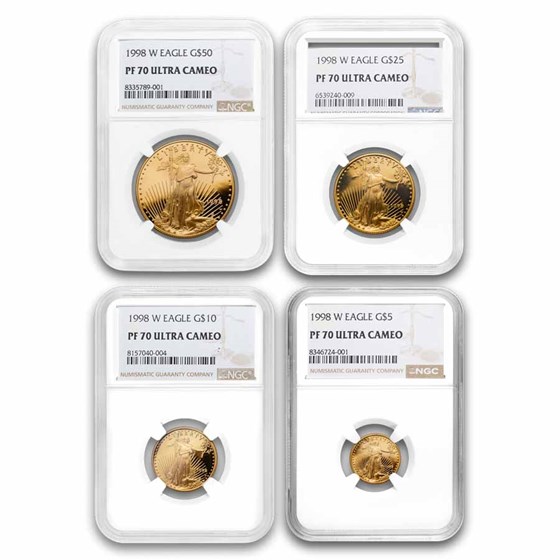 1998-W 4-Coin Proof American Gold Eagle Set PF-70 UCAM NGC