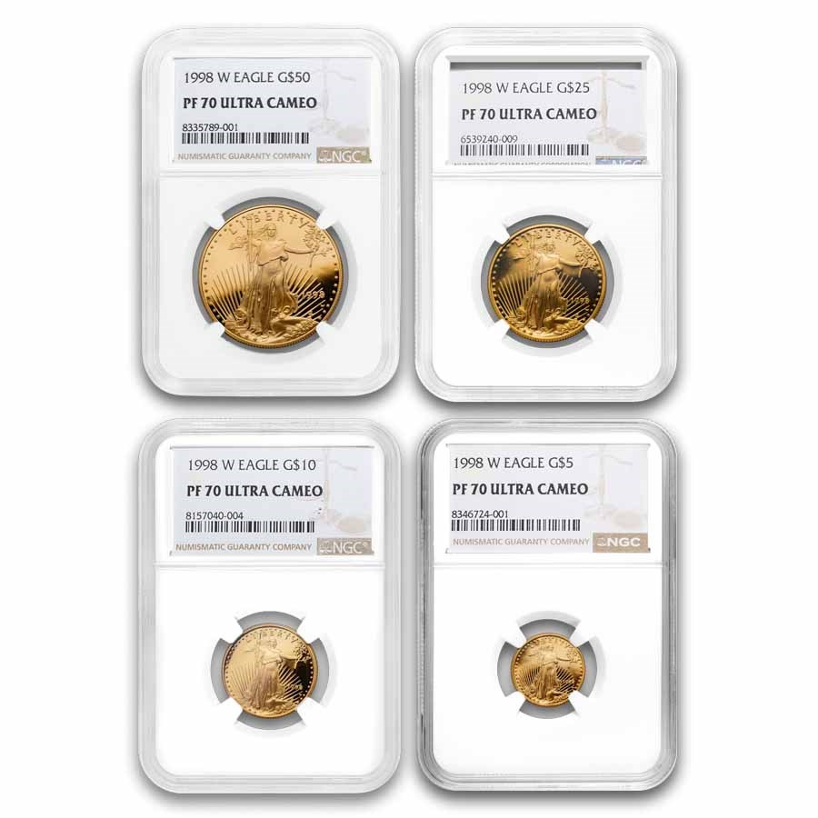 1998-W 4-Coin Proof American Gold Eagle Set PF-70 UCAM NGC