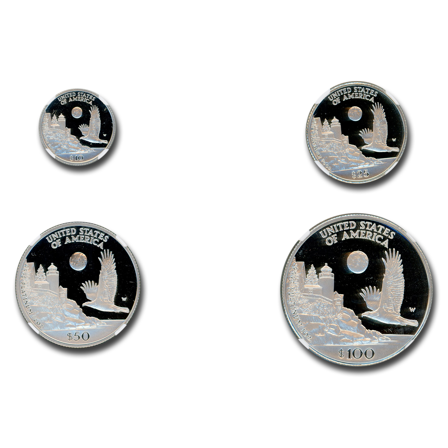 Buy 1998-W 4-Coin Proof American Platinum Eagle Set PF-70 NGC (Moy