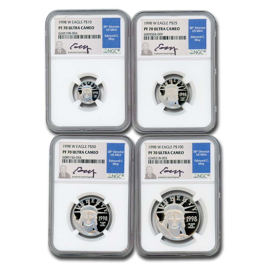 1998-W 4-Coin Proof American Platinum Eagle Set PF-70 NGC (Moy)