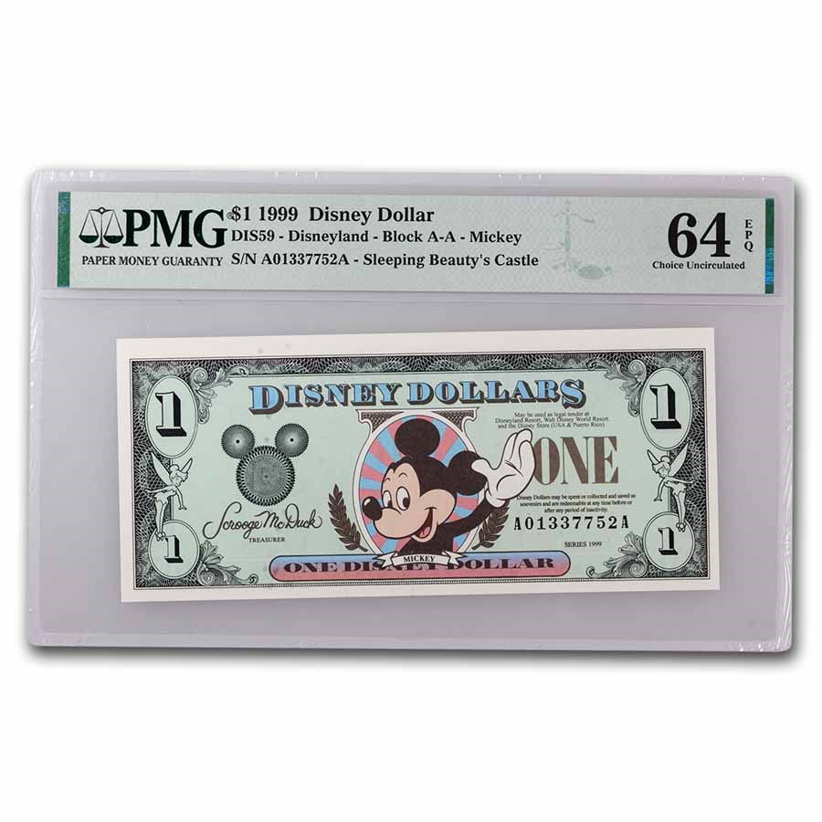 1999 $1.00 (AA) Waving Mickey CU-64 EPQ PMG(DIS#59)