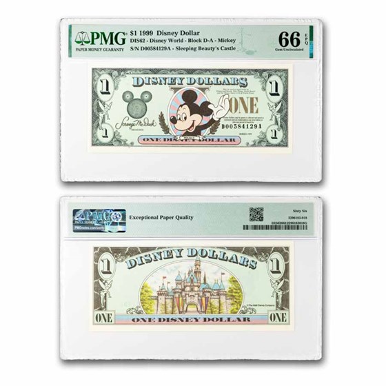 1999 $1.00 (DA) Waving Mickey CU-66 EPQ PMG (DIS#62)