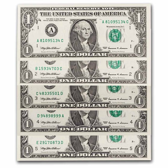 1999 $1.00 FRN CU (Fr#1924/1925) 12 Note District Set 1999 $1.00 FRN CU (Fr#1924/1925) 12 Note District Set