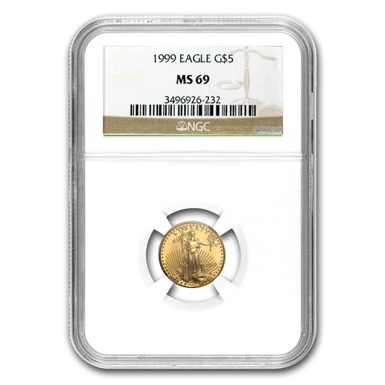 1999 1/10 oz American Gold Eagle MS-69 NGC 1999 1/10 oz American Gold Eagle MS-69 NGC