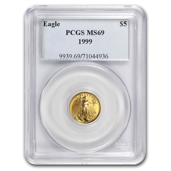 1999 1/10 oz American Gold Eagle MS-69 PCGS 1999 1/10 oz American Gold Eagle MS-69 PCGS
