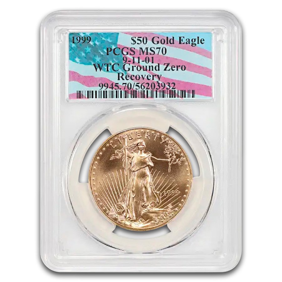 1999 1 oz American Gold Eagle MS-70 PCGS (WTC Label)