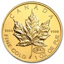 1999/2000 Canada 1 oz Gold Maple Leaf Fireworks Privy BU