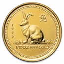 1999 Australia 1/10 oz Gold Lunar Rabbit BU (Abrasions)