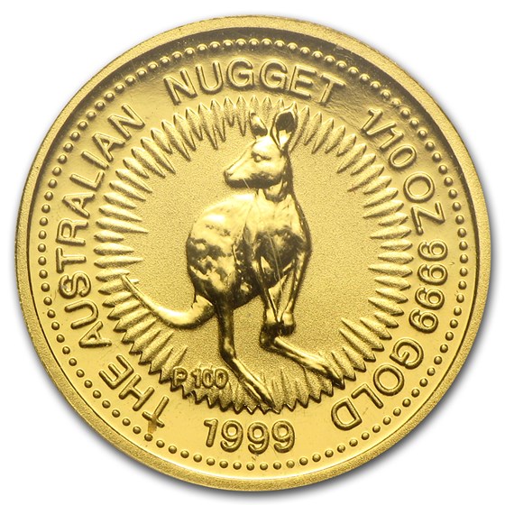 1999 Australia 1/10 oz Gold Nugget BU
