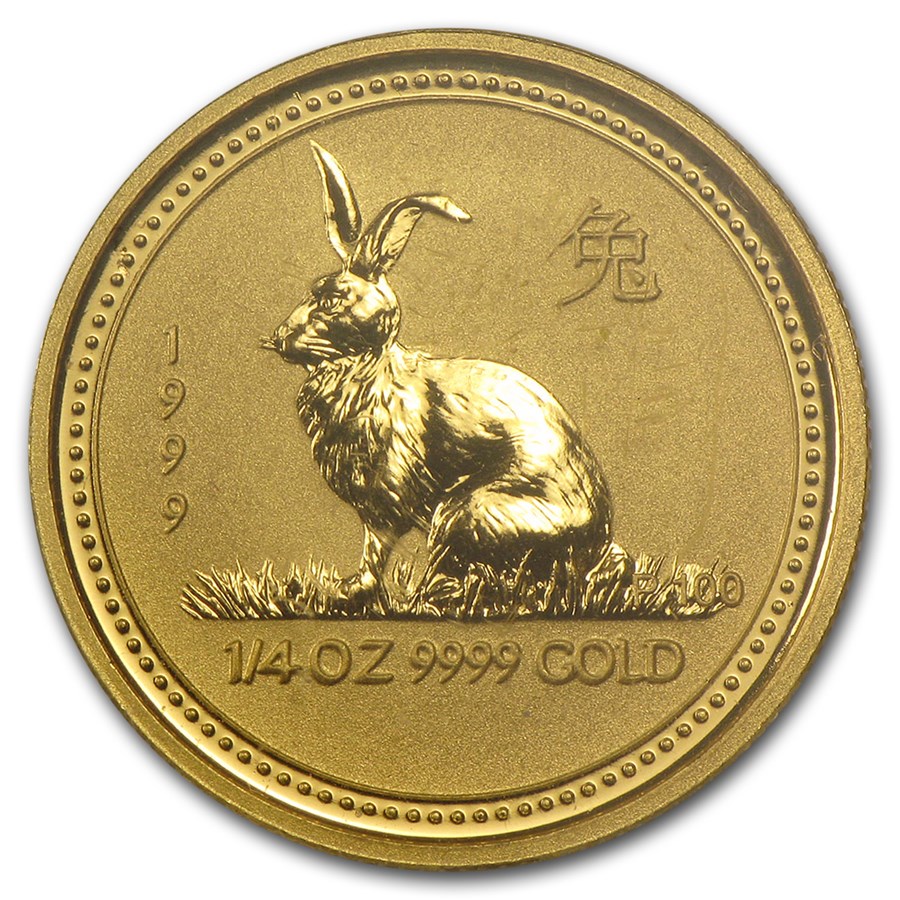 1999 Australia 1/4 oz Gold Lunar Rabbit BU (Series I)
