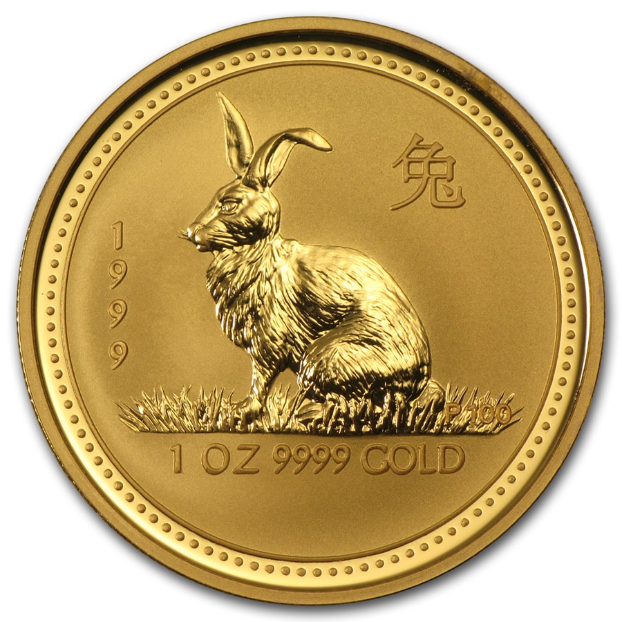 1999 Australia 1 oz Gold Lunar Rabbit BU (Series I)