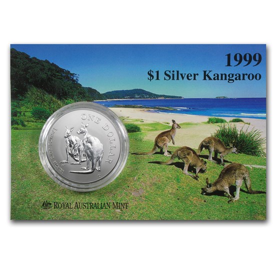 1999 Australia 1 oz Silver Kangaroo (In Display Card)