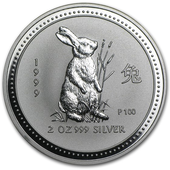 1999 Australia 2 oz Silver Year of the Rabbit BU 1999 Australia 2 oz Silver Year of the Rabbit BU
