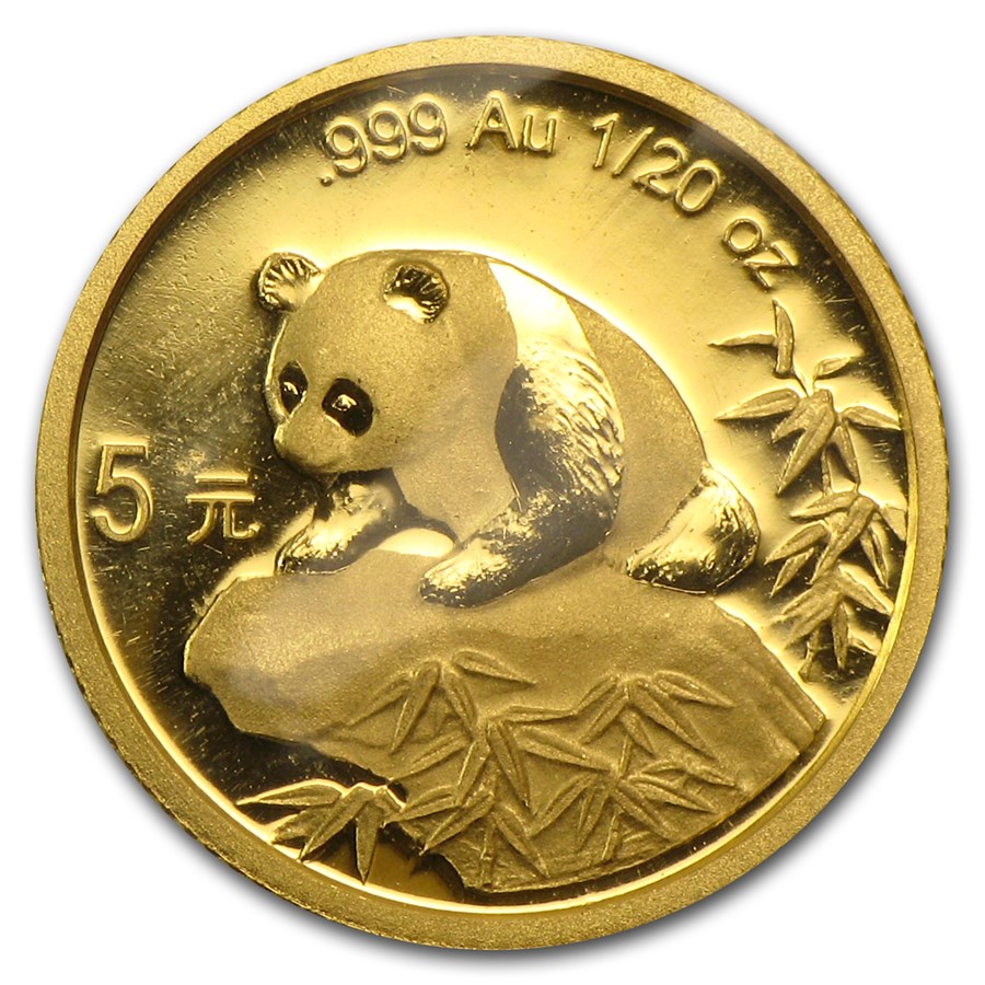 1999 China 1/20 oz Gold Panda Large Date No Serif BU (Sealed)