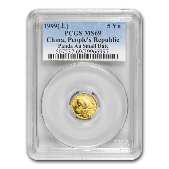 1999 China 1/20 oz Gold Panda Small Date MS-69 PCGS 1999 China 1/20 oz Gold Panda Small Date MS-69 PCGS