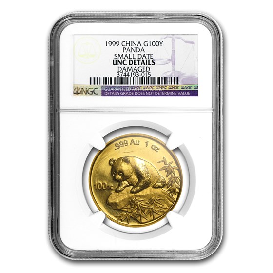 1999 China 1 oz Gold Panda Small Date Unc Details NGC 1999 China 1 oz Gold Panda Small Date Unc Details NGC