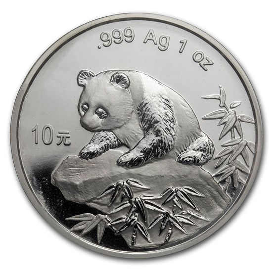 1999 China 1 oz Silver Panda Large Date BU (Sealed)