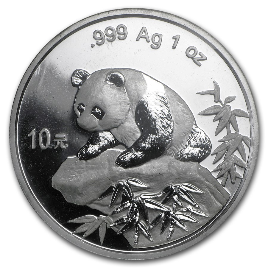 1999 China 1 oz Silver Panda Large Date Plain 1 (Sealed)