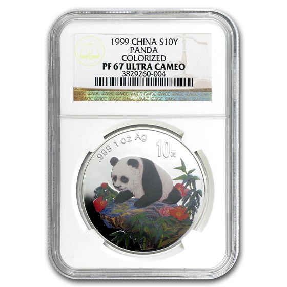1999 China 1 oz Silver Panda PF-67 NGC (Colorized) 1999 China 1 oz Silver Panda PF-67 NGC (Colorized)