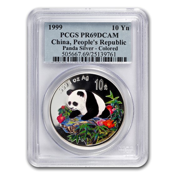 1999 China 1 oz Silver Panda PR-69 PCGS (Colorized) 1999 China 1 oz Silver Panda PR-69 PCGS (Colorized)