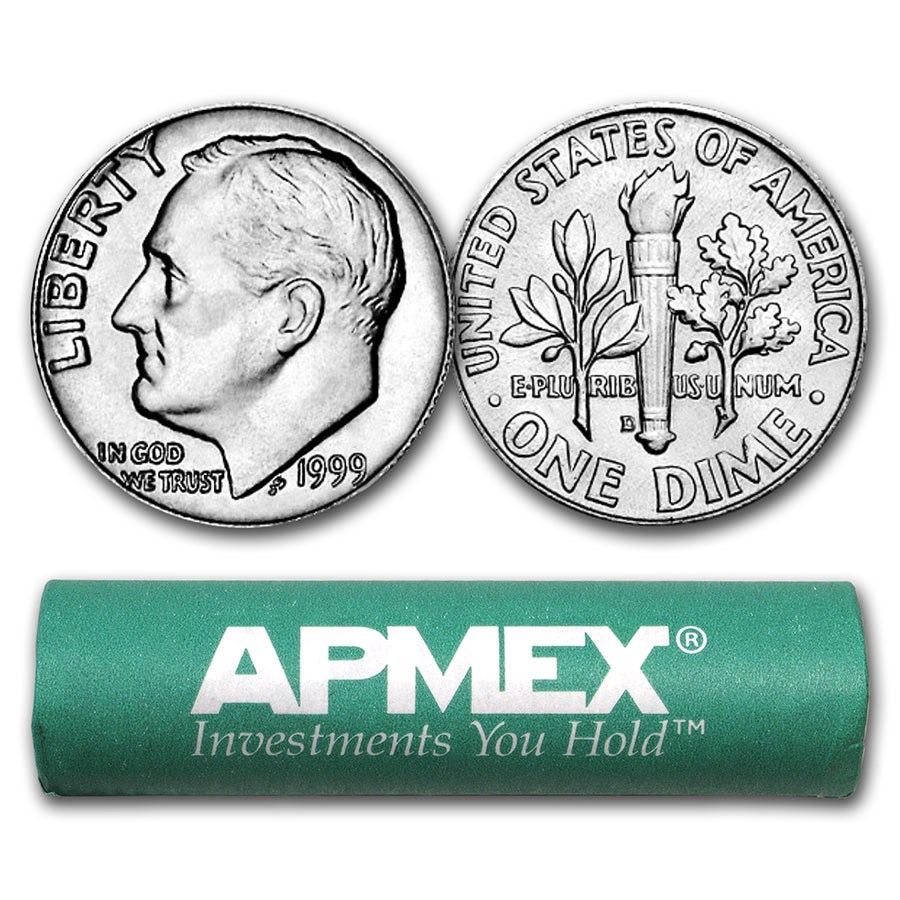 1999-D Roosevelt Dime 50-Coin Roll BU