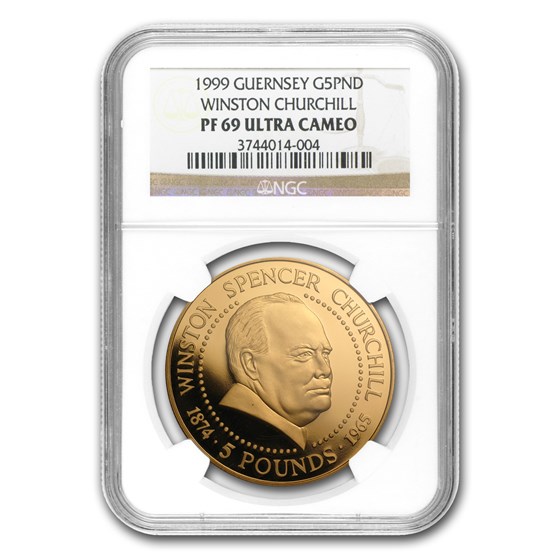 1999 Guernsey Proof Gold £5 Churchill PF-69 NGC 1999 Guernsey Proof Gold £5 Churchill PF-69 NGC