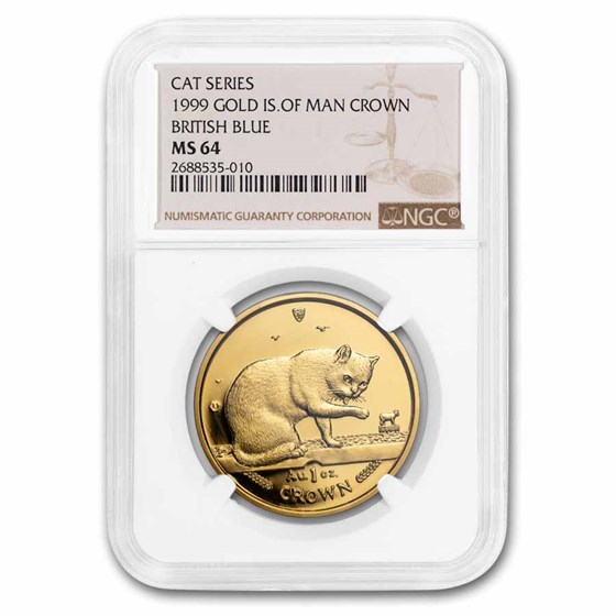 1999 Isle of Man 1 oz Gold British Blue Cat MS-64 NGC 1999 Isle of Man 1 oz Gold British Blue Cat MS-64 NGC