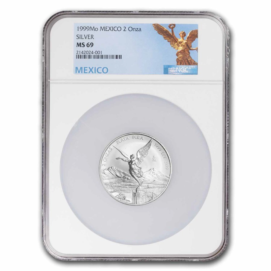 1999 Mexico 2 oz Silver Libertad MS-69 NGC