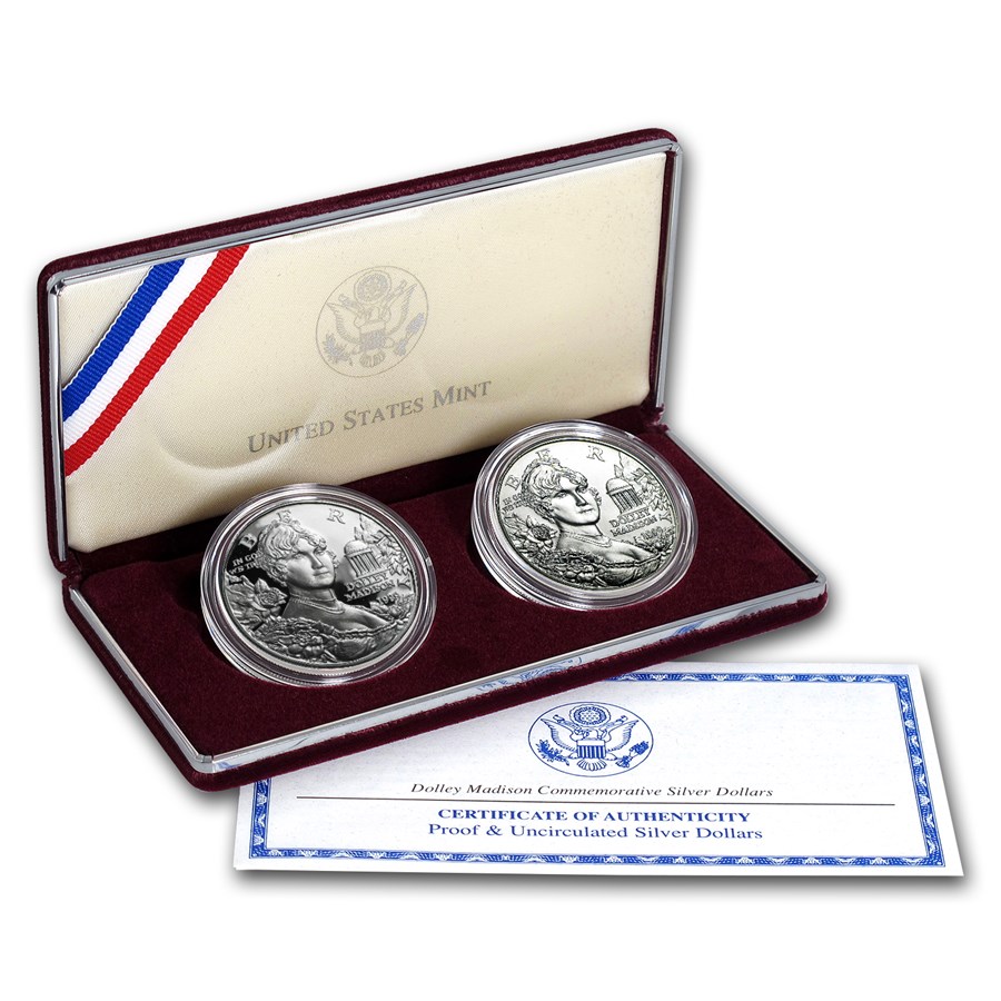 1999-P 2-Coin Dolley Madison BU & Proof Set (w/Box & COA)