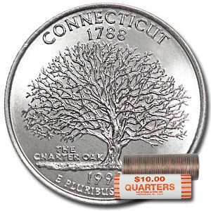 1999-P Connecticut Statehood Quarter 40-Coin Roll BU 1999-P Connecticut Statehood Quarter 40-Coin Roll BU