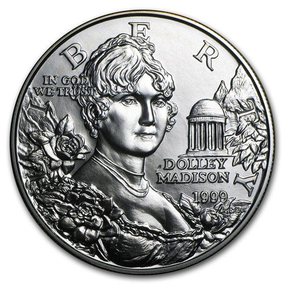 1999-P Dolley Madison $1 Silver Commem BU (w/Box & COA)