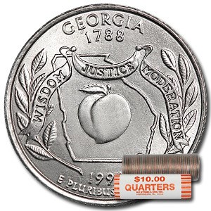 1999-P Georgia Statehood Quarter 40-Coin Roll BU 1999-P Georgia Statehood Quarter 40-Coin Roll BU