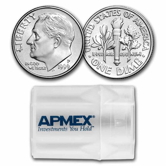1999-P Roosevelt Dime 50-Coin Roll BU 1999-P Roosevelt Dime 50-Coin Roll BU